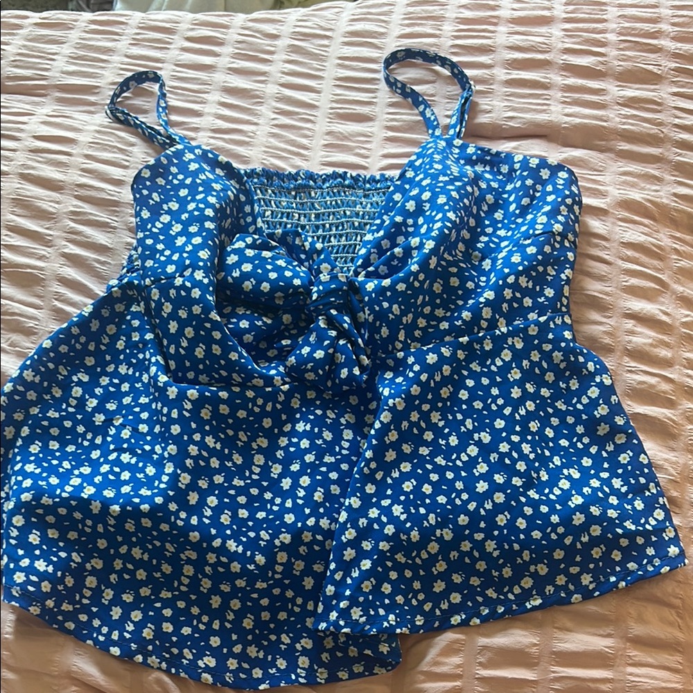 SHEIN Blue and White Camisole Top